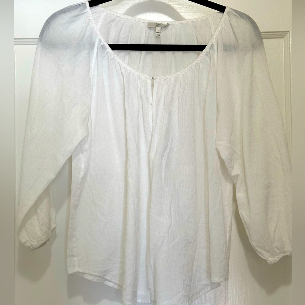 Joie white cotton 3/4 sleeve peasant blouse